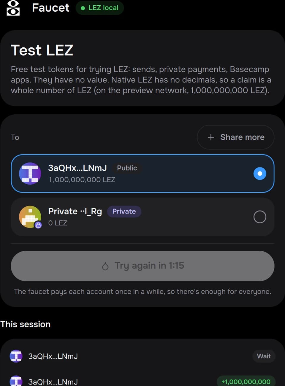 Rate limited, with a countdown