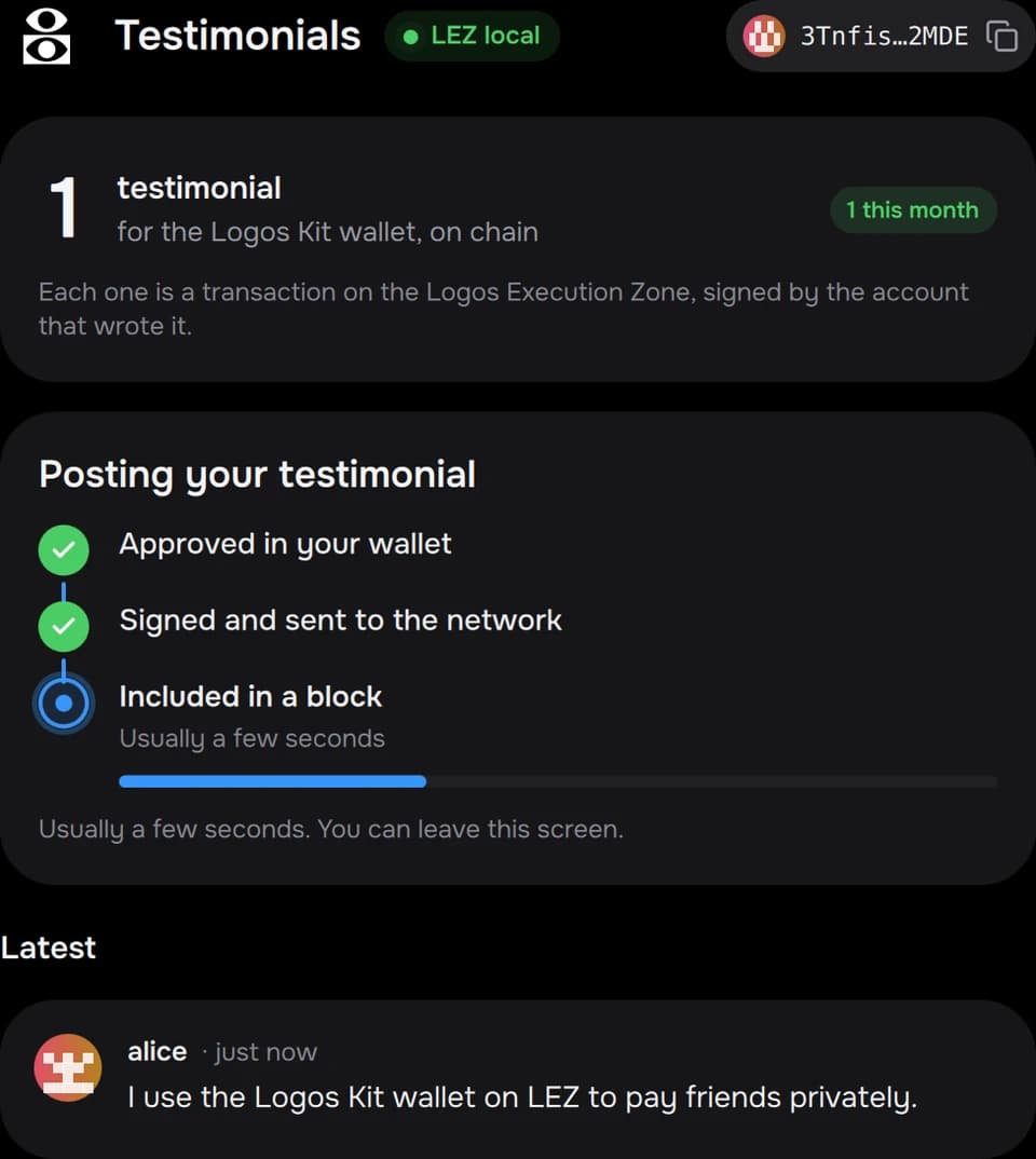 A testimonial post on its way to a block