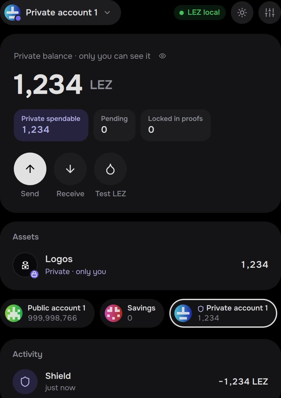 Public and private accounts in the wallet