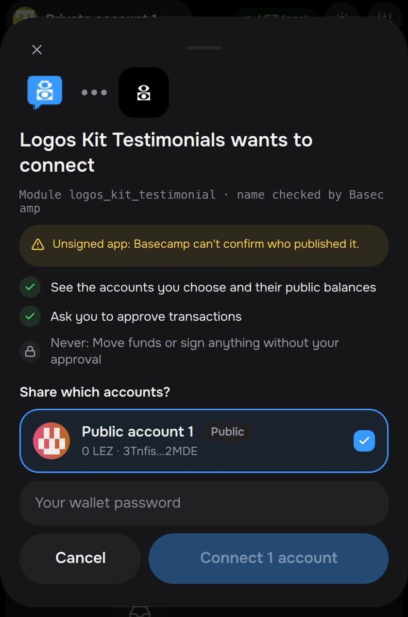 An app asking to connect: the accounts to share and what it may do